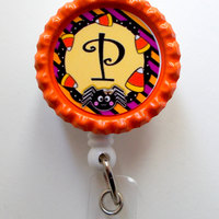 Personalized Halloween - Name Badge Holder - Personalized Badge Clip - Fun Badge Reel - Nurse Badge Pull - Teacher Badge - SLP - MD - Thumbnail 1