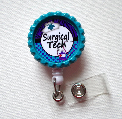 Surgical tech - id badge holder - badge reel - name tag badge - cute id badge holder - or badge reel