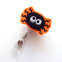 Orange Spider - Retractable ID Badge Reel - Name Badge Holder - Nursing Badge - Nurse Badge Holder - Nursing Badge Clip - Felt Badge - Thumbnail 1