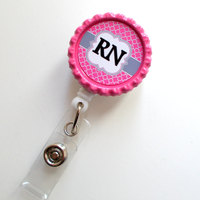 RN Badge Holder Lattice - ID Badge Reel - Name Tag Badge - Nursing Badge - Nurse Badge Clip - Cute ID Badge Reel - Thumbnail 1