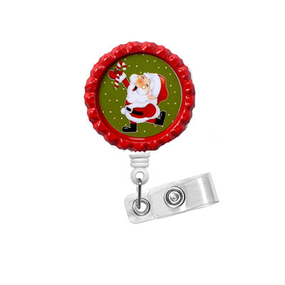 Dancing santa - nursing badge holder - christmas nurse badge reel  - teacher name badge - nurses badge - cute badge reel - nicu badge - rn