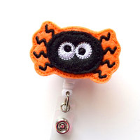 Orange Spider - Retractable ID Badge Reel - Name Badge Holder - Nursing Badge - Nurse Badge Holder - Nursing Badge Clip - Felt Badge - Thumbnail 2