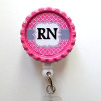 RN Badge Holder Lattice - ID Badge Reel - Name Tag Badge - Nursing Badge - Nurse Badge Clip - Cute ID Badge Reel - Thumbnail 2