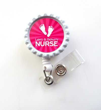 Baby feet starburst labor and delivery  - nursing badge reel - name badge holder - nurse id badge clip - - pediatric badge - ob badge
