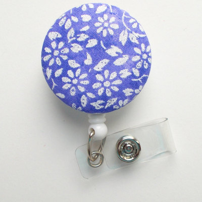 Purple and white floral - nurse badge holder - nursing badge reel - retractable badge reel - teacher badge - flower badge reel - nurse gift