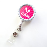 Baby Feet Starburst Labor and Delivery  - Nursing Badge Reel - Name Badge Holder - Nurse ID Badge Clip - - Pediatric Badge - OB Badge - Thumbnail 1