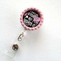 I Can&#39;t Fix Stupid But I Can Sedate It Pink - Cardiac Care Nurse Badge Holder - ID Badge Reel  - Nurse Badge Holder - Nursing Badge Holder - Thumbnail 1