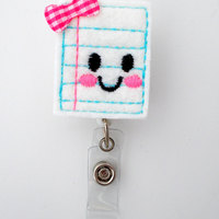 Notebook Nellie - Retractable ID Badge Reel - Name Badge Holder - Cute Badge Reel - School Badge Holder - Teacher Badge Clip - Felt Badge - Thumbnail 2