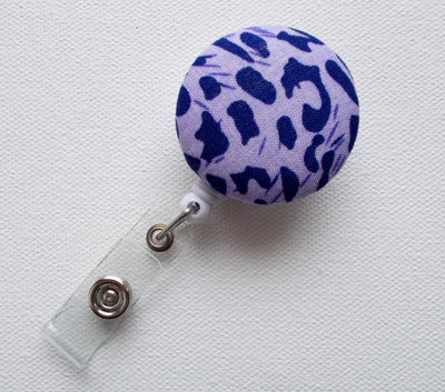 Retractable id badge holder - id badge reel  - name badge holder - nurses badge holder - nursing badge clip - purple leopard