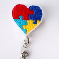 Autism Awareness Heart - ID Badge Holder - ID Badge Reel - Teacher Badge Reel - Medical Badge Reel - Nursing Badge - School Badge Holder - Thumbnail 2