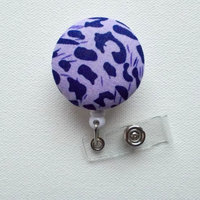 Retractable ID Badge Holder - ID Badge Reel  - Name Badge Holder - Nurses Badge Holder - Nursing Badge Clip - Purple Leopard - Thumbnail 1