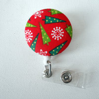 Christmas Trees - Holiday ID Badge Reel -  Retractable ID Badge Clip - Name Badge Holder, handmade by JEJEWELED - Thumbnail 2