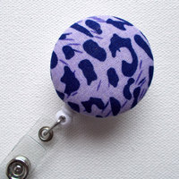Retractable ID Badge Holder - ID Badge Reel  - Name Badge Holder - Nurses Badge Holder - Nursing Badge Clip - Purple Leopard - Thumbnail 2