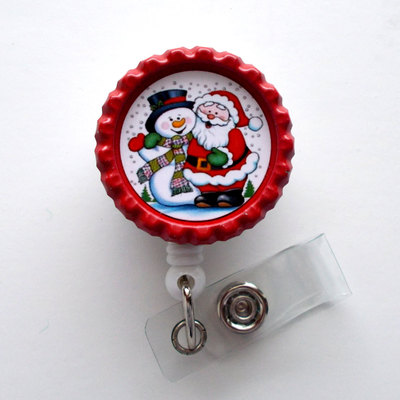 Frosty and santa - nursing badge holder - er nurse badge reel  - er name badge - nurses badge - cute badge reel