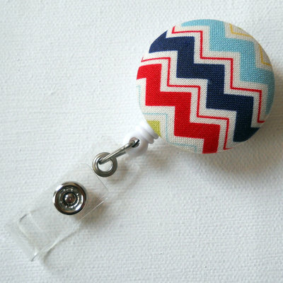 Chevron red white blue - cute id badge reel - nurse badge holder - nursing badge reel - retractable id badge reel - teacher badge - nurse