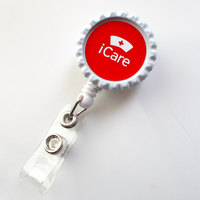 iCare Red  - Nurses Badge Holder - Nursing Badge Reel - Name Badge Holder - Nurse ID Badge Clip - Nurse - Thumbnail 2
