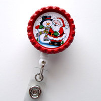 Frosty and Santa - Nursing Badge Holder - ER Nurse Badge Reel  - ER Name Badge - Nurses Badge - Cute Badge Reel - Thumbnail 2