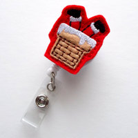 Chimney Santa - Retractable ID Felt Badge Holder - Christmas Badge Reel - Nurses Badge Holder - Medical Badge - Teacher Badge - Thumbnail 1