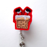 Chimney Santa - Retractable ID Felt Badge Holder - Christmas Badge Reel - Nurses Badge Holder - Medical Badge - Teacher Badge - Thumbnail 2