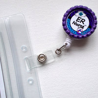 ER Nurse - Name Tag Badge - ID Badge Holder - Badge Reel - Nurse ID Badge Clip - Emergency Room Nurse Badge - Trauma Nurse Badge - Thumbnail 1