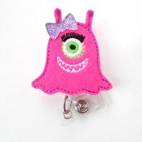 Mia the Monster - Retractable ID Badge Reel - Name Badge Holder - Nursing Badge - Nurse Badge Holder - Nursing Badge Clip - Teacher Badge - Thumbnail 1