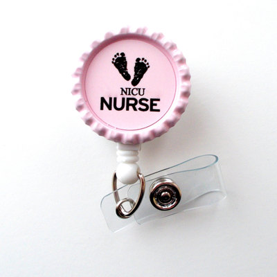 Nicu nurse baby pink - nurses badge holder - nursing badge reel - name badge holder - nurse id badge clip - nicu badge clip