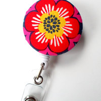 Flower Red Yellow Pink - Cute ID Badge Reel - Nurse Badge Holder - Nursing Badge Reel - Retractable ID Badge Reel - Teacher Badge - Nurse - Thumbnail 2