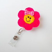Happy Daisy with Bow - Retractable Badge Reel - MD Badge Holder - Cute Badge Reel - Nurse Badge Holder - Nursing Badge Clip - Pretty Badge - Thumbnail 2