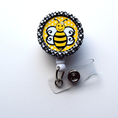 Buffy the bee  - name badge holder - teacher badge reels - nurse badge - nurse gift  - nursing badge - rn badge - name badge holder
