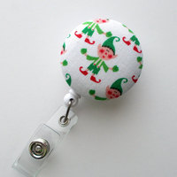 Elf - Cute ID Badge Reel - Nurse Badge Holder - Nursing Badge Reel - Holiday Badge Reel - Teacher Badge - Thumbnail 1