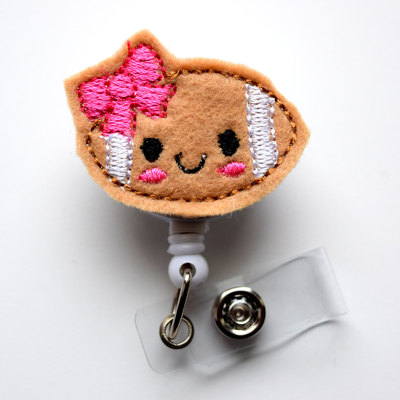 Football fannie - retractable id badge reel - md badge holder - sports badge reel - nurse badge holder - nursing badge clip - teacher badge