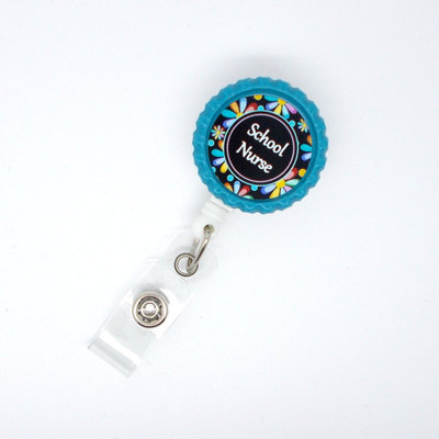 School nurse daisy  - name badge holder - retractable badge reel  - school nurse badge holder - nursing badge holder - flower badge holder