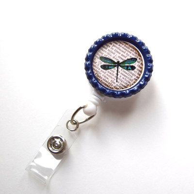 Dragonfly - id badge holder - id badge reel - name tag badge - cute id badge reel - teacher badge clip - nurse badge reel - fun badge