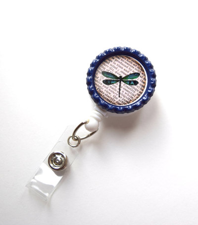 Dragonfly - id badge holder - id badge reel - name tag badge - cute id badge reel - teacher badge clip - nurse badge reel - fun badge