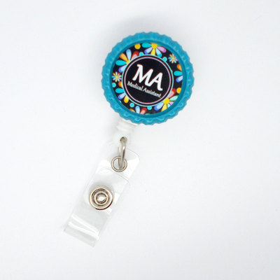Medical assistant daisy  - name badge holder - retractable id badge reel  - ma badge holder - medical assistant badge holder - flower badge