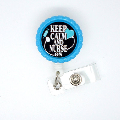 Keep calm and nurse on heart blue - badge holder - id badge - ccu nurse badge clip - nurse badge holder - nursing badge holder - rn gift