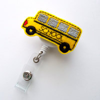 School Bus - Retractable Badge Reel - Name Badge Holder - Cute Badge Reel - School Badge Holder - Teacher Badge - Feltie Badge - Thumbnail 2