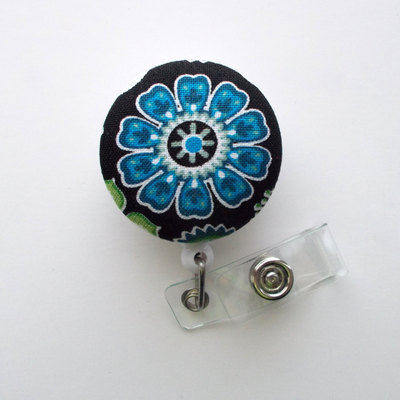 Blue pinwheel flower - cute id badge reel - nurse badge holder - nursing badge reel - retractable id badge reel - teacher badge