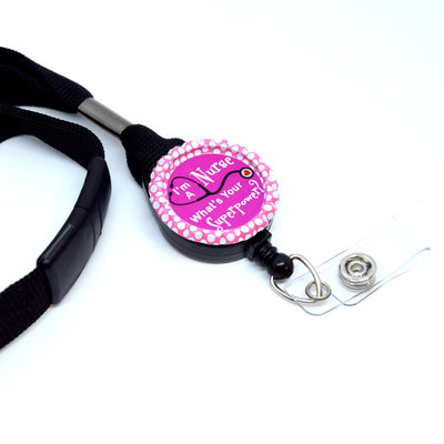 I&#39;m a nurse what&#39;s your superpower lanyard pink - nurse lanyard - rn lanyard - nurse stethoscope tag - steth tag - nurse graduation gift