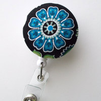 Blue Pinwheel Flower - Cute ID Badge Reel - Nurse Badge Holder - Nursing Badge Reel - Retractable ID Badge Reel - Teacher Badge - Thumbnail 2