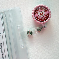 Retractable ID Badge Holder - Name Badge Holder - Customized Badge Reel - Nursing Badge - Teacher ID Badge Clip - Personalized Heart - Thumbnail 1