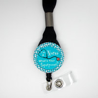 I&#39;m a Nurse What&#39;s Your Superpower Lanyard Blue - Nurse Lanyard - RN Lanyard - Nurse Stethoscope Tag - RN Steth Tag - ICU Nurse - Thumbnail 1