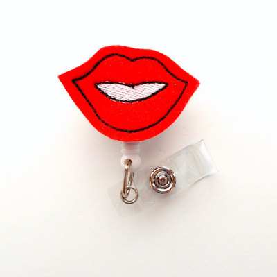 Hot lips - name badge holder - cute badge reel - nurse badge holder - nursing badge clip - teacher badge reel
