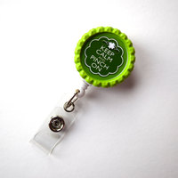 Keep Calm and Pinch On  - Retractable ID Holder  - Nurses Badge Holder - St Patty&#39;s Day Badge - Nursing Badge Holder - Teacher Badge Reel - Thumbnail 1