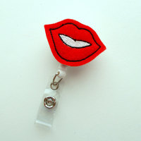 Hot Lips - Name Badge Holder - Cute Badge Reel - Nurse Badge Holder - Nursing Badge Clip - Teacher Badge Reel - Thumbnail 2