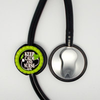 Keep Calm and Nurse On Lanyard Green - Labor and Delivery Lanyard - PICU Lanyard - Nurse Badge Holder - RN Badge Holder - Name Tag Holder - Thumbnail 2