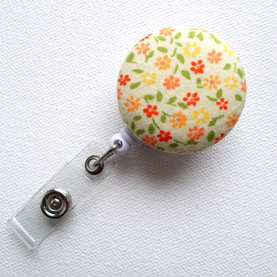 Retractable id badge holder - name badge holder - flower badge reel - nurse badge holder - teacher id badge - yellow flowers