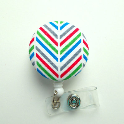 Chevron mini stripes primary colors - nurse badge holder - nursing badge reel - retractable id badge reel - teacher badge - male nurse id