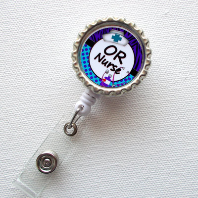 Or nurse  - name badge holder - retractable id badge reel  - nurse badge clip - nursing badge - cute id badge reel