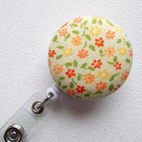 Retractable ID Badge Holder - Name Badge Holder - Flower Badge Reel - Nurse Badge Holder - Teacher ID Badge - Yellow Flowers - Thumbnail 1